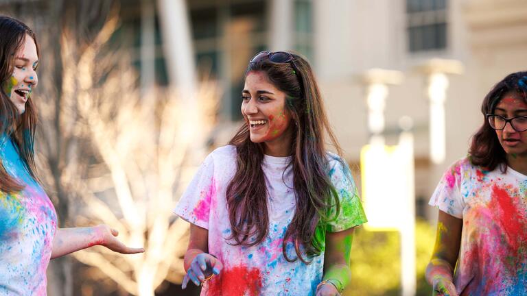 Student celebrating Holi, the Festival of Colors, Love and Spring
