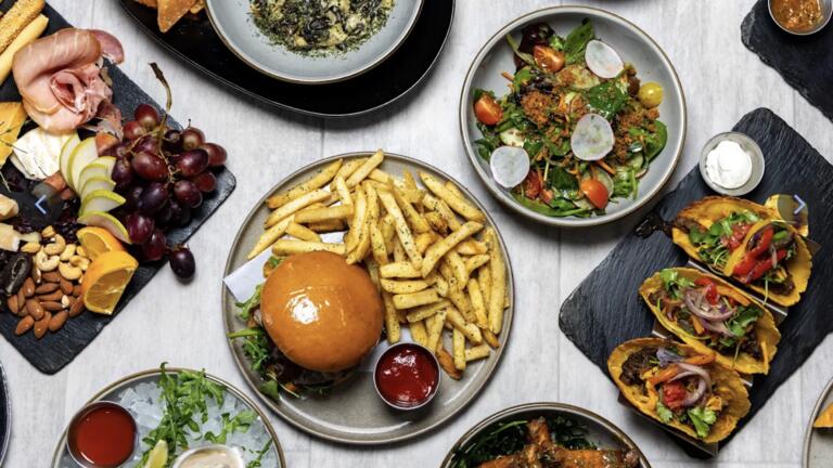 Food array on a table