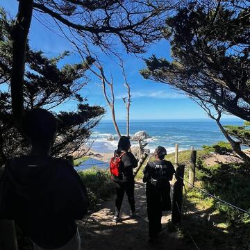 USF students on hiking meditation retreat on Lands End Trail