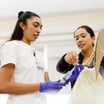 Nursing student in a simulation lab