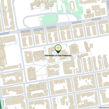 Map image showing USF's location in San Francisco