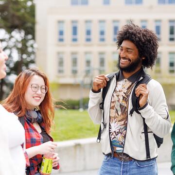 Students talking to each other outside