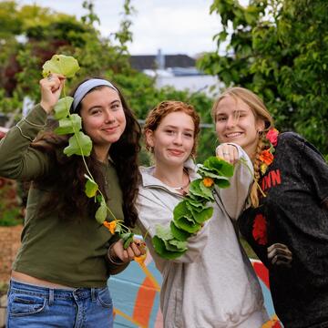 Students in the community garden