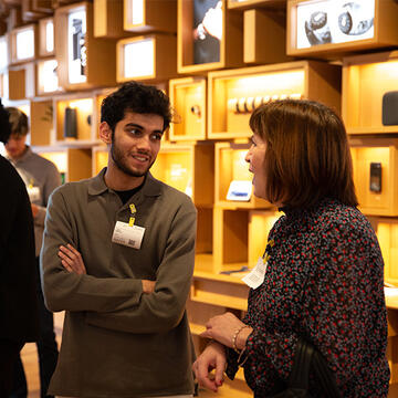USF student networking with an industry professional