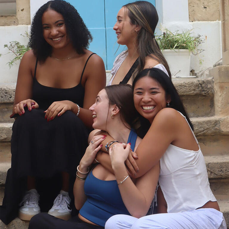 Jaylen Dang and three other classmates smiling