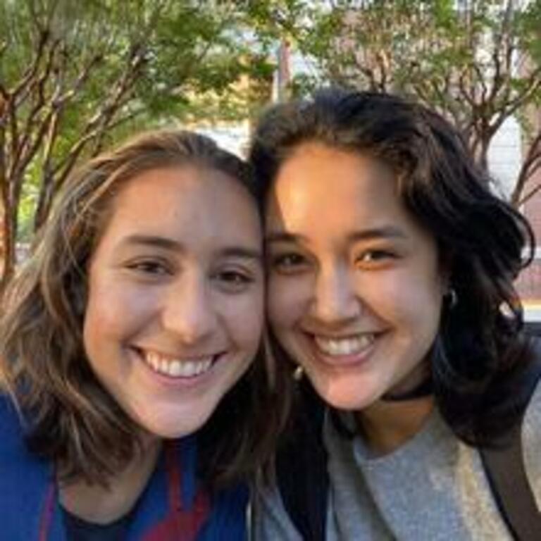Two girls smiling